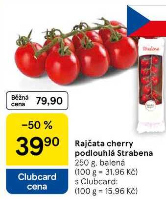 Rajčata cherry podlouhlá Strabena, 250 g. balená,