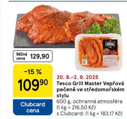 Tesco Grill Master Vepřová pečeně ve středomořském stylu, 600 g 