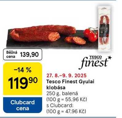 Tesco Finest Gyulai klobása, 250 g 