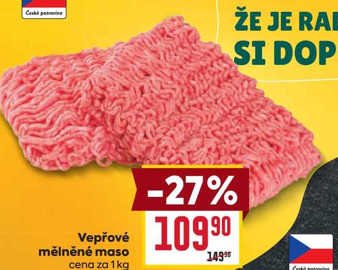 Vepřové mělněné maso cena za 1 kg 