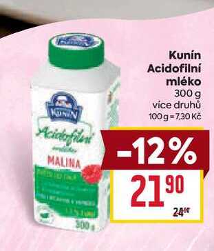 Kunín Acidofilní mléko 300 g  v akci