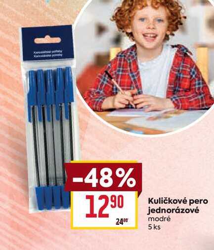 Kuličkové pero jednorázové modré 5 ks 