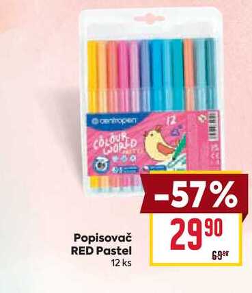 Popisovač RED Pastel 12 ks