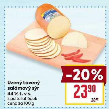 Uzený tavený salámový sýr 44% t. vs. z pultu lahůdek cena za 100 g