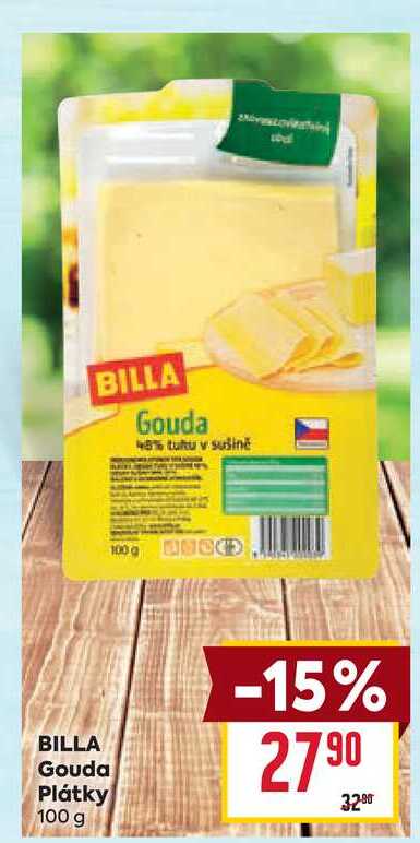 BILLA Gouda plátky 100g