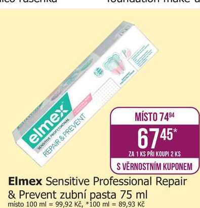 Elmex Sensitive Professional Repair & Prevent zubní pasta 75 ml