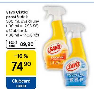 Savo Čisticí prostředek, 500 ml, dva druhy