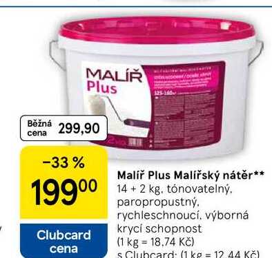 Malíř Plus Malířský nátěr, 14+2 kg. tónovatelný.  