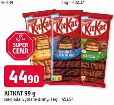 KITKAT 99 g čokoláda, vybrané druhy