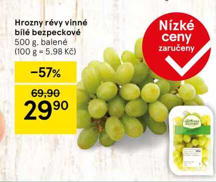 Hrozny révy vinné bílé bezpeckové, 500 g, balené 
