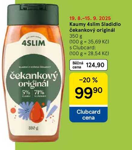 Kaumy 4slim Sladidlo čekankový originál, 350 g 