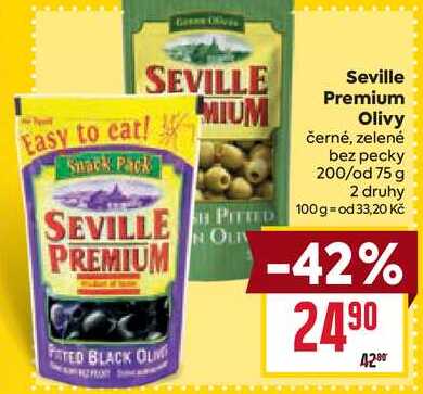 Seville Premium Olivy černé, zelené bez pecky 200/od 75 g 