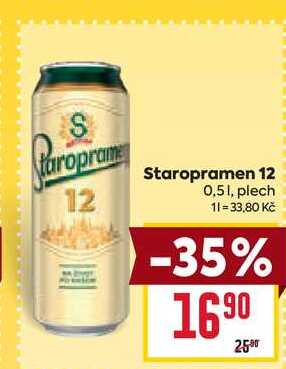 Staropramen 12 0,51, plech  v akci