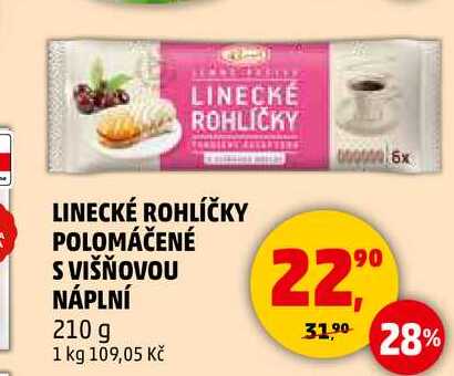 LINECKÉ ROHLÍČKY POLOMÁČENÉ S VIŠŇOVOU NÁPLNÍ, 210 g