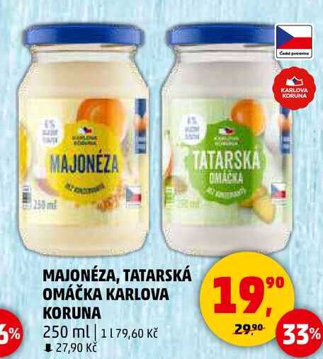 MAJONÉZA, TATARSKÁ OMÁČKA KARLOVA KORUNA, 250 ml