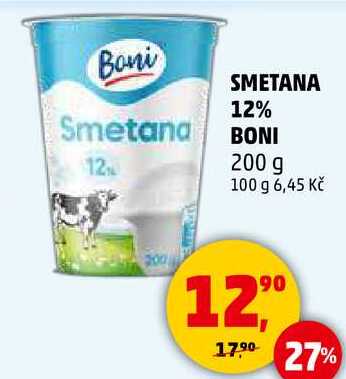 SMETANA 12% BONI, 200 g  v akci