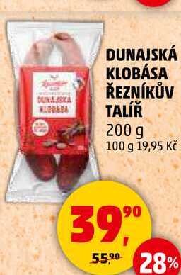 DUNAJSKÁ KLOBÁSA ŘEZNÍKŮV TALÍŘ, 200 g 