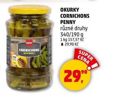OKURKY CORNICHONS PENNY různé druhy, 340/190 g 