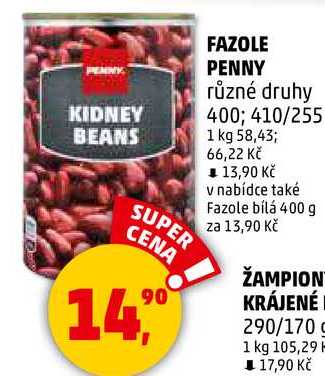 FAZOLE PENNY různé druhy, 400; 410/255 g