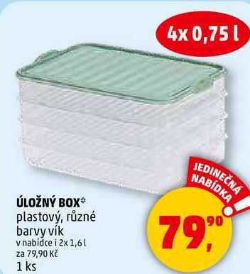 ÚLOŽNÝ BOX plastový, různé barvy vík, 1 ks