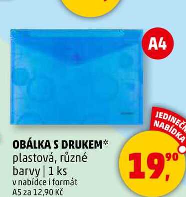 OBÁLKA S DRUKEM plastová, různé barvy, 1 ks 