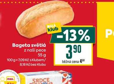 Bageta světlá z naší pece 55 g