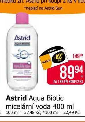 Astrid Aqua Biotic micelární voda 400 ml 