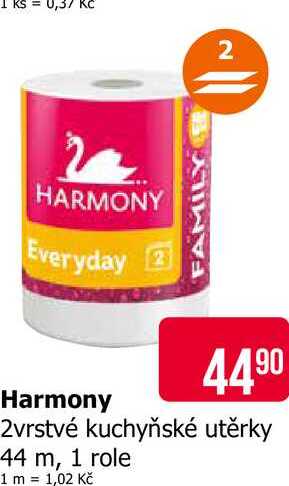 Harmony 2vrstvé kuchyňské utěrky 44 m, 1 role