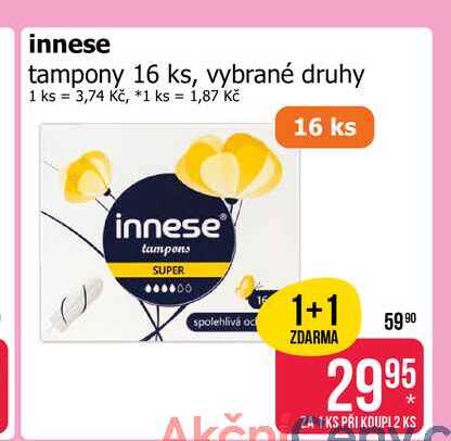 innese tampony 16 ks, vybrané druhy 