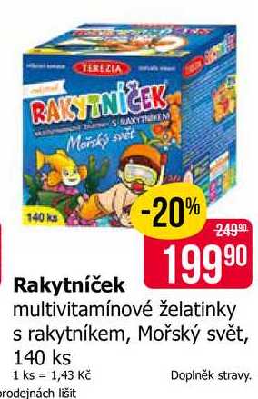 Rakytníček multivitamínové želatinky s rakytníkem, Mořský svět, 140 ks 