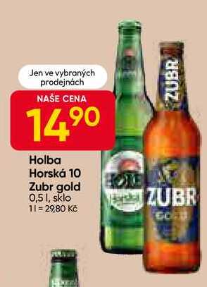 Zubr gold 0,5 l, sklo 