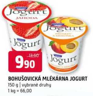 BOHUŠOVICKÁ MLÉKÁRNA JOGURT 150 g vybrané druhy