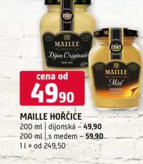 MAILLE HOŘČICE 200 ml dijonská 200 ml s medem
