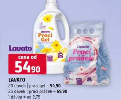 LAVATO 20 dávek prací gel 25 dávek prací prášek