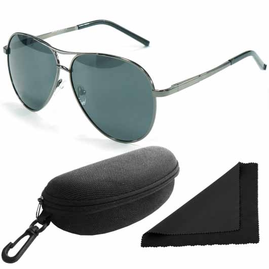 Brýle sluneční Polarized 3025 - obroučky stříbrné / skla tmavá / polarizační skla / pouzdro a utěrka