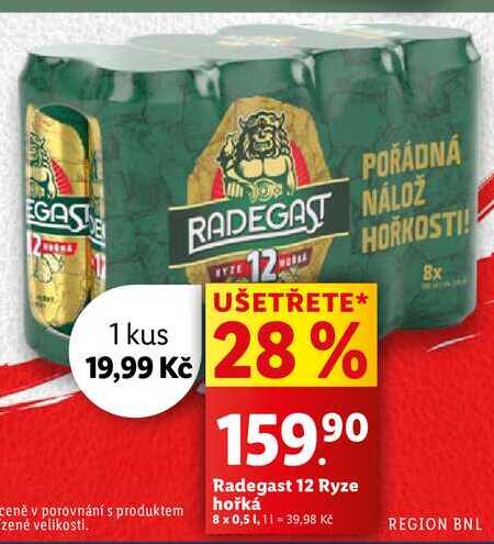 Radegast 12 Ryze hořká, 8x 0,5 l