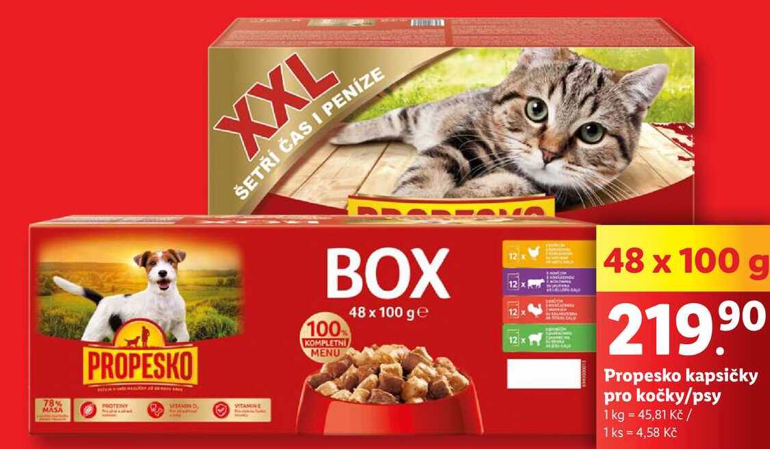 Propesko kapsičky pro kočky/psy, 48x 100 g