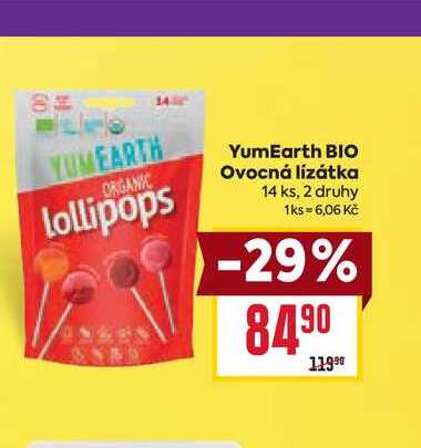 YumEarth BIO Ovocná lízátka 14 ks