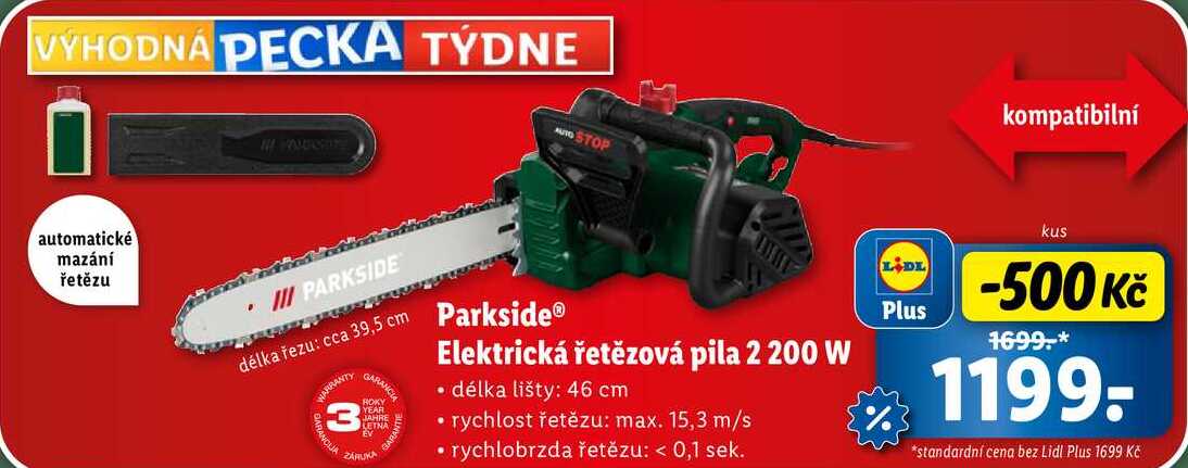 Parkside Elektrická řetězová pila 2 200 W