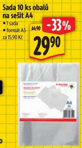 Sada 10 ks obalů na sešit A4 