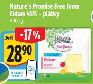 Nature's Promise Free From Eidam 45% - plátky, 100 g