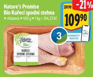 Nature's Promise Bio Kuřecí spodní stehna, 450 g