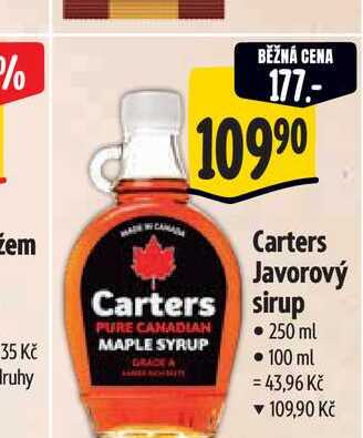  Carters Javorový sirup  250 ml