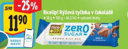 RiceUp! Rýžová tyčinka v čokoládě, 18 g