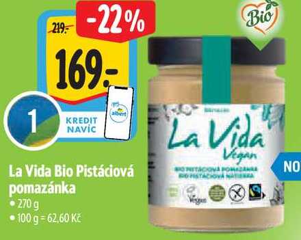 La Vida Bio Pistáciová pomazánka, 270 g