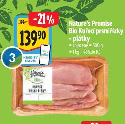   Nature's Promise Bio Kuřecí prsní řízky - plátky  300 g 