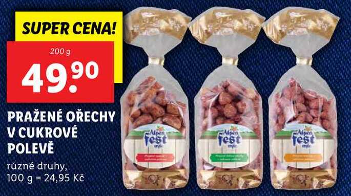 PRAŽENÉ OŘECHY V CUKROVÉ POLEVĚ, 200 g