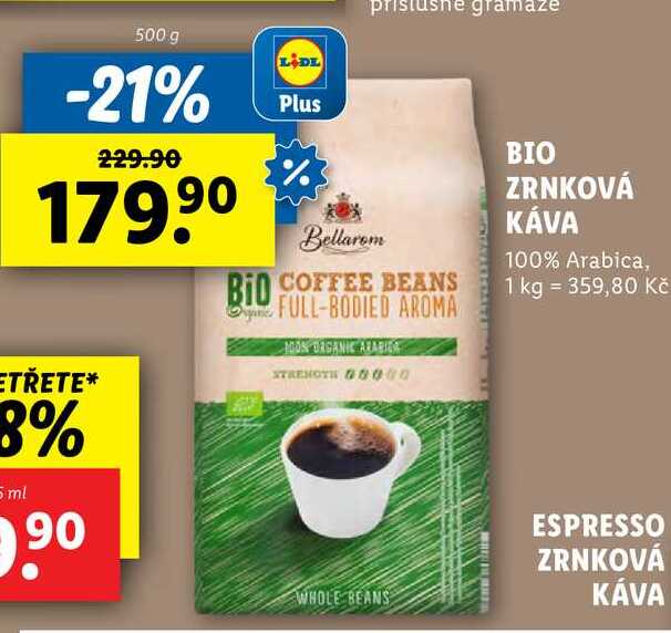 BIO ZRNKOVÁ KÁVA, 500 g
