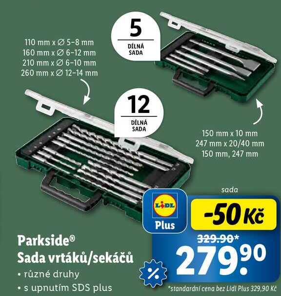 Parkside Sada vrtáků/sekáčů