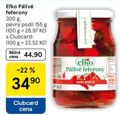 Efko Pálivé feferony, 300 g  